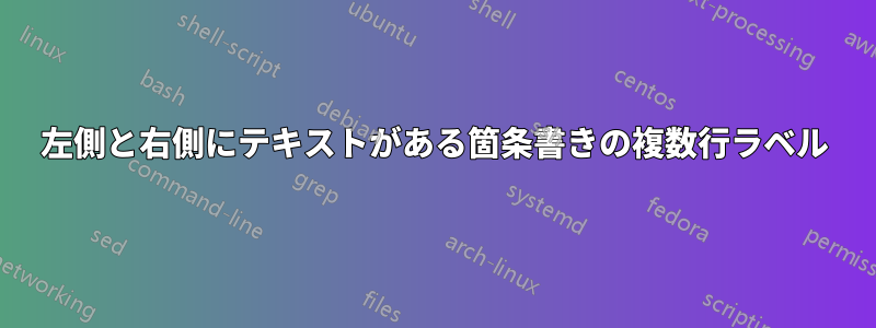 左側と右側にテキストがある箇条書きの複数行ラベル