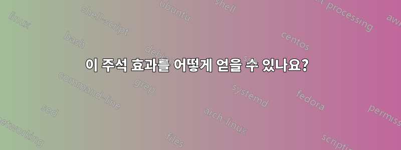 이 주석 효과를 어떻게 얻을 수 있나요? 