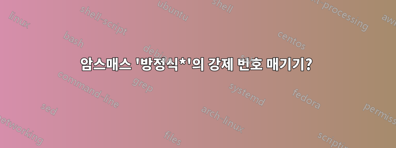 암스매스 '방정식*'의 강제 번호 매기기?