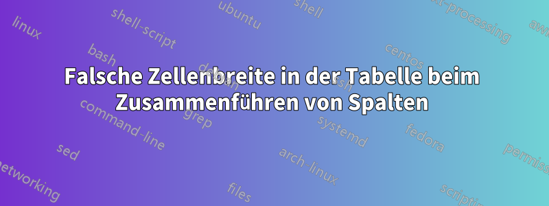Falsche Zellenbreite in der Tabelle beim Zusammenführen von Spalten
