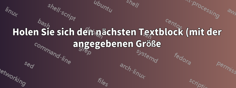Holen Sie sich den nächsten Textblock (mit der angegebenen Größe), der in einem Makro enthalten ist