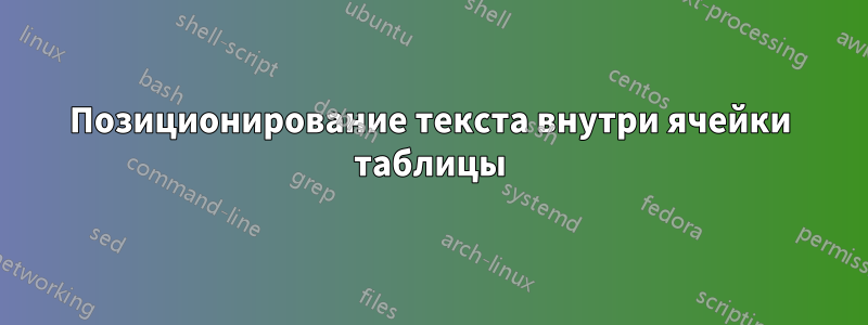 Позиционирование текста внутри ячейки таблицы