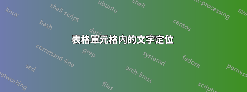 表格單元格內的文字定位