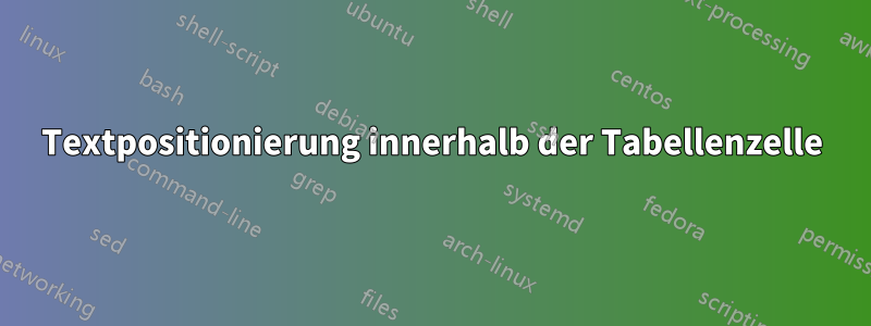 Textpositionierung innerhalb der Tabellenzelle
