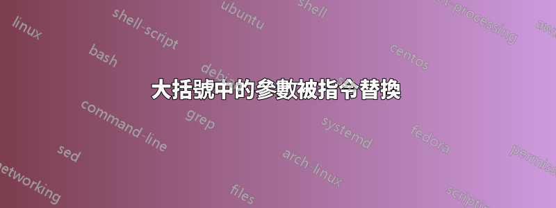 大括號中的參數被指令替換