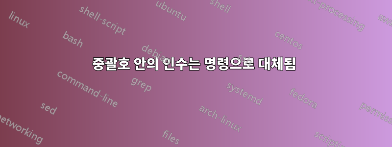 중괄호 안의 인수는 명령으로 대체됨