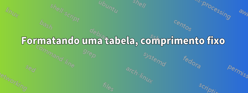 Formatando uma tabela, comprimento fixo