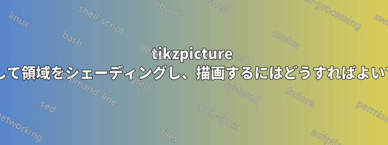 tikzpicture を使用して領域をシェーディングし、描画するにはどうすればよいですか?