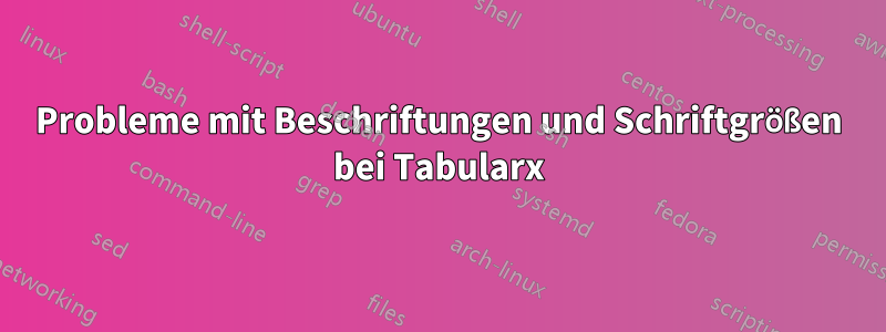 Probleme mit Beschriftungen und Schriftgrößen bei Tabularx