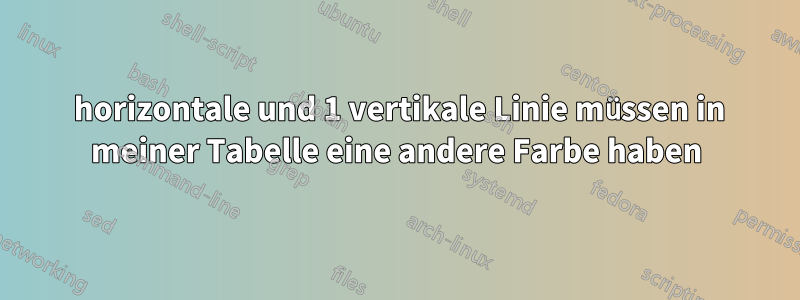 1 horizontale und 1 vertikale Linie müssen in meiner Tabelle eine andere Farbe haben