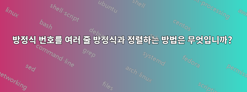 방정식 번호를 여러 줄 방정식과 정렬하는 방법은 무엇입니까?
