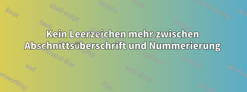 Kein Leerzeichen mehr zwischen Abschnittsüberschrift und Nummerierung