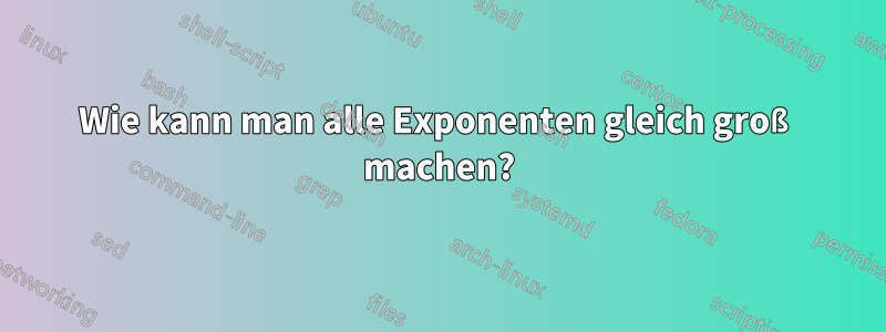 Wie kann man alle Exponenten gleich groß machen?