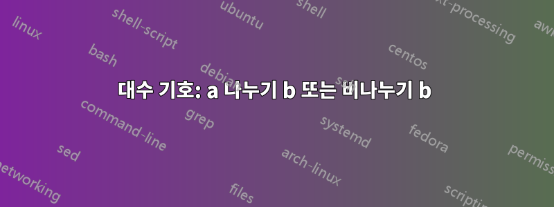 대수 기호: a 나누기 b 또는 비나누기 b