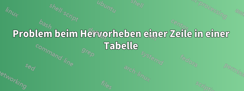 Problem beim Hervorheben einer Zeile in einer Tabelle