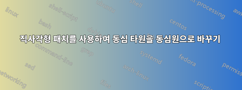 직사각형 패치를 사용하여 동심 타원을 동심원으로 바꾸기