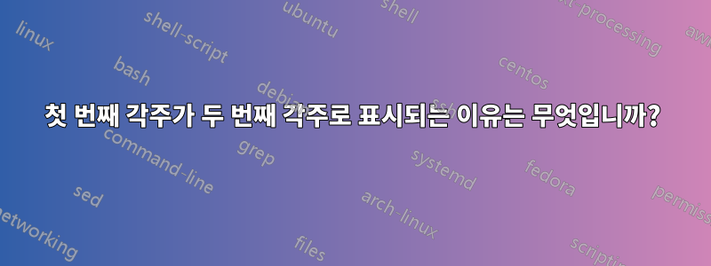 첫 번째 각주가 두 번째 각주로 표시되는 이유는 무엇입니까?