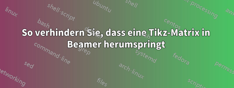 So verhindern Sie, dass eine Tikz-Matrix in Beamer herumspringt