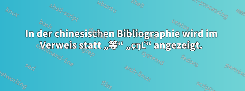 In der chinesischen Bibliographie wird im Verweis statt „等“ „çŋĽ“ angezeigt.