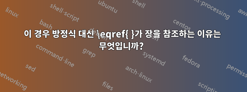 이 경우 방정식 대신 \eqref{ }가 장을 참조하는 이유는 무엇입니까? 