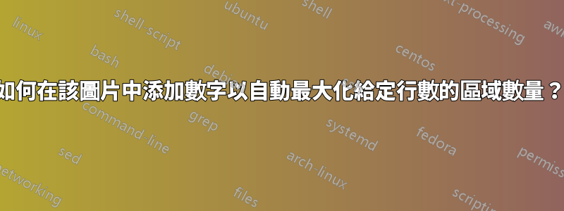 如何在該圖片中添加數字以自動最大化給定行數的區域數量？