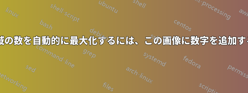 指定された数の行に対して領域の数を自動的に最大化するには、この画像に数字を追加するにはどうすればよいですか?