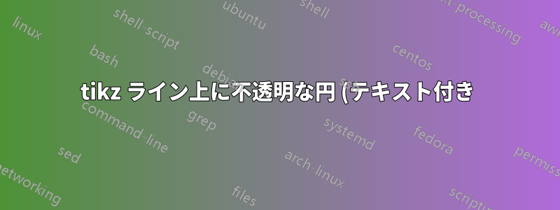 tikz ライン上に不透明な円 (テキスト付き) を描画します。