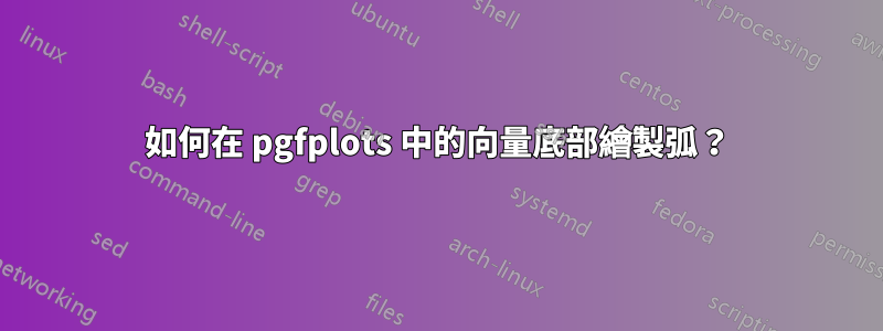 如何在 pgfplots 中的向量底部繪製弧？