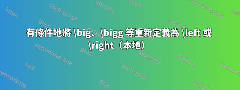 有條件地將 \big、\bigg 等重新定義為 \left 或 \right（本地）