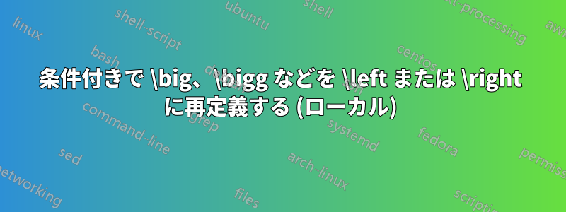 条件付きで \big、\bigg などを \left または \right に再定義する (ローカル)