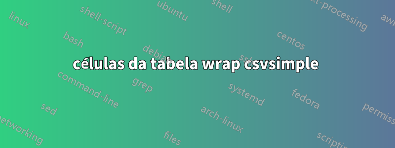 células da tabela wrap csvsimple