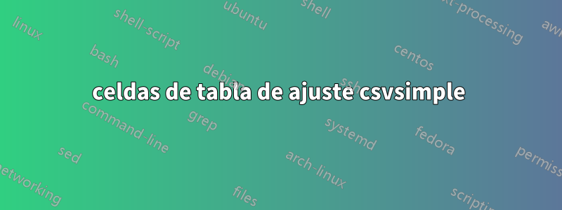 celdas de tabla de ajuste csvsimple