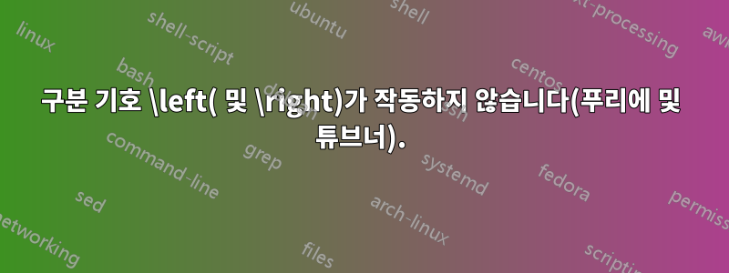 구분 기호 \left( 및 \right)가 작동하지 않습니다(푸리에 및 튜브너).