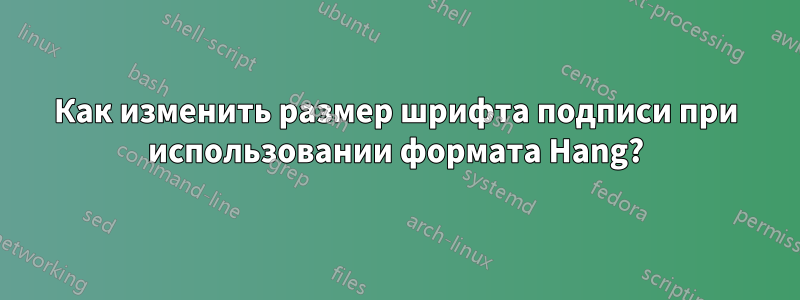 Как изменить размер шрифта подписи при использовании формата Hang?