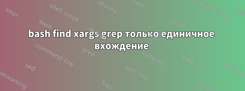 bash find xargs grep только единичное вхождение