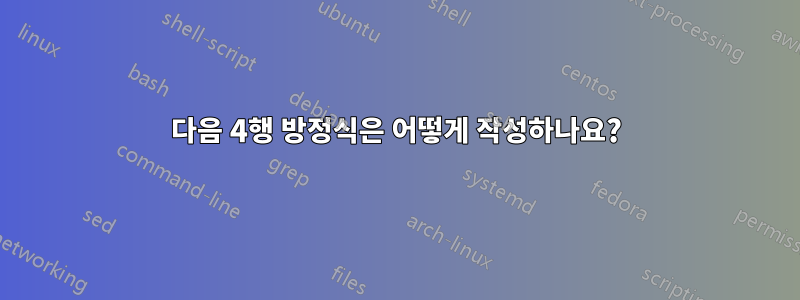 다음 4행 방정식은 어떻게 작성하나요?