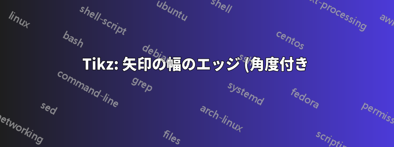 Tikz: 矢印の幅のエッジ (角度付き) にヘッドレス矢印を作成する方法はありますか?