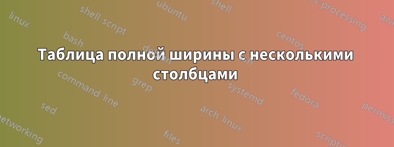 Таблица полной ширины с несколькими столбцами