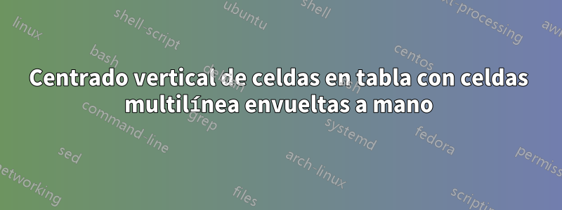 Centrado vertical de celdas en tabla con celdas multilínea envueltas a mano