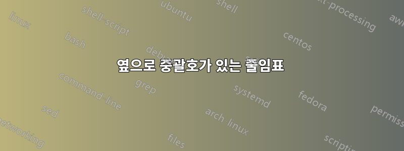 옆으로 중괄호가 있는 줄임표