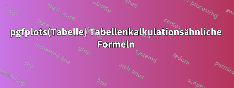 pgfplots(Tabelle) Tabellenkalkulationsähnliche Formeln