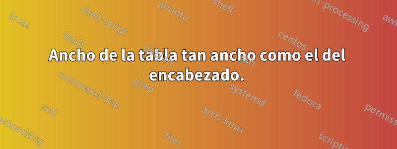 Ancho de la tabla tan ancho como el del encabezado.