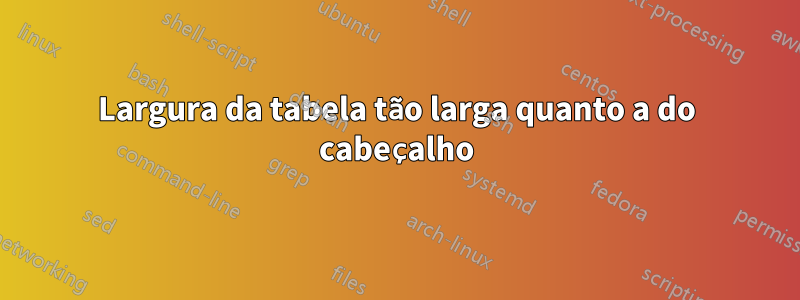 Largura da tabela tão larga quanto a do cabeçalho