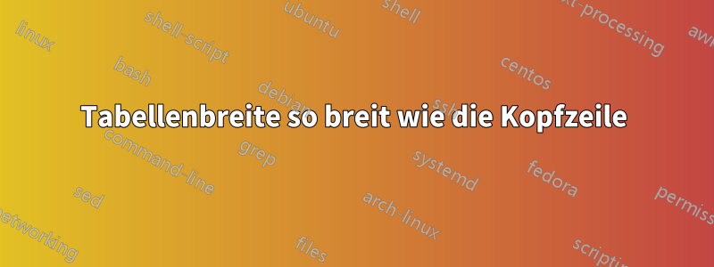 Tabellenbreite so breit wie die Kopfzeile