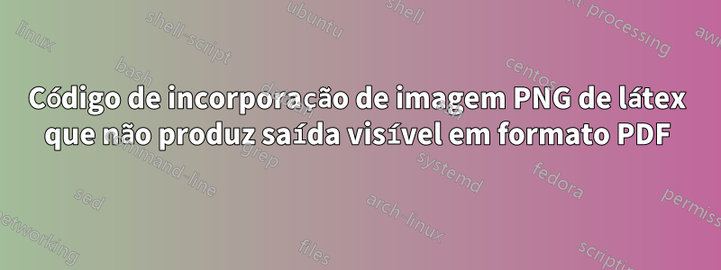 Código de incorporação de imagem PNG de látex que não produz saída visível em formato PDF