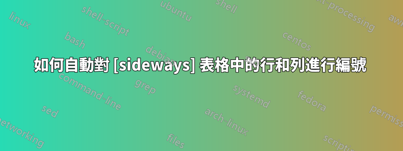 如何自動對 [sideways] 表格中的行和列進行編號