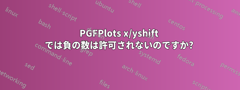 PGFPlots x/yshift では負の数は許可されないのですか?