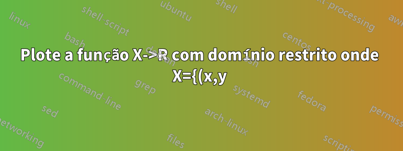 Plote a função X->R com domínio restrito onde X={(x,y) | 2*x^2+y^2
