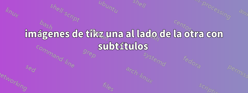 3 imágenes de tikz una al lado de la otra con subtítulos