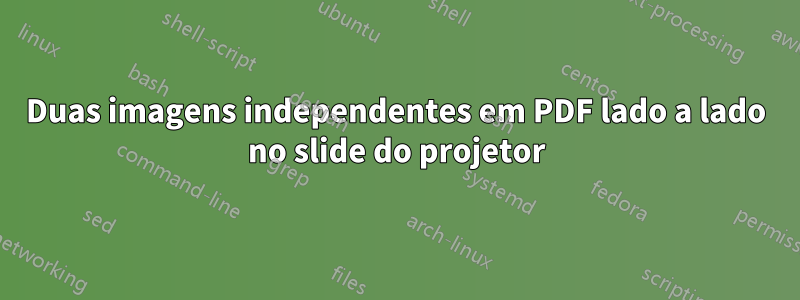 Duas imagens independentes em PDF lado a lado no slide do projetor